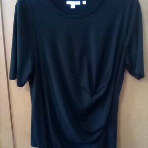 Chico's Black Short Sleeve Gathered Tee Size 1 (US Medium)